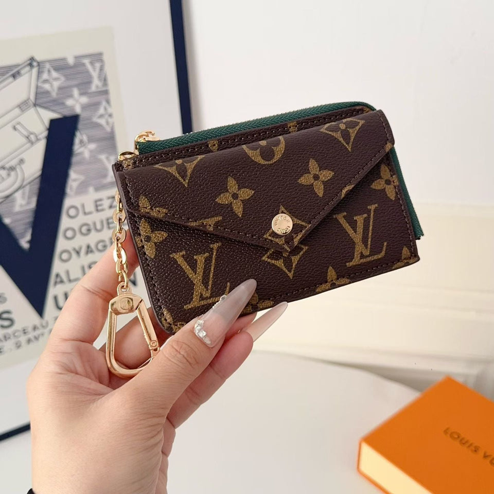 louis vuitton Monogram Wallet Card Holder with Key Clip