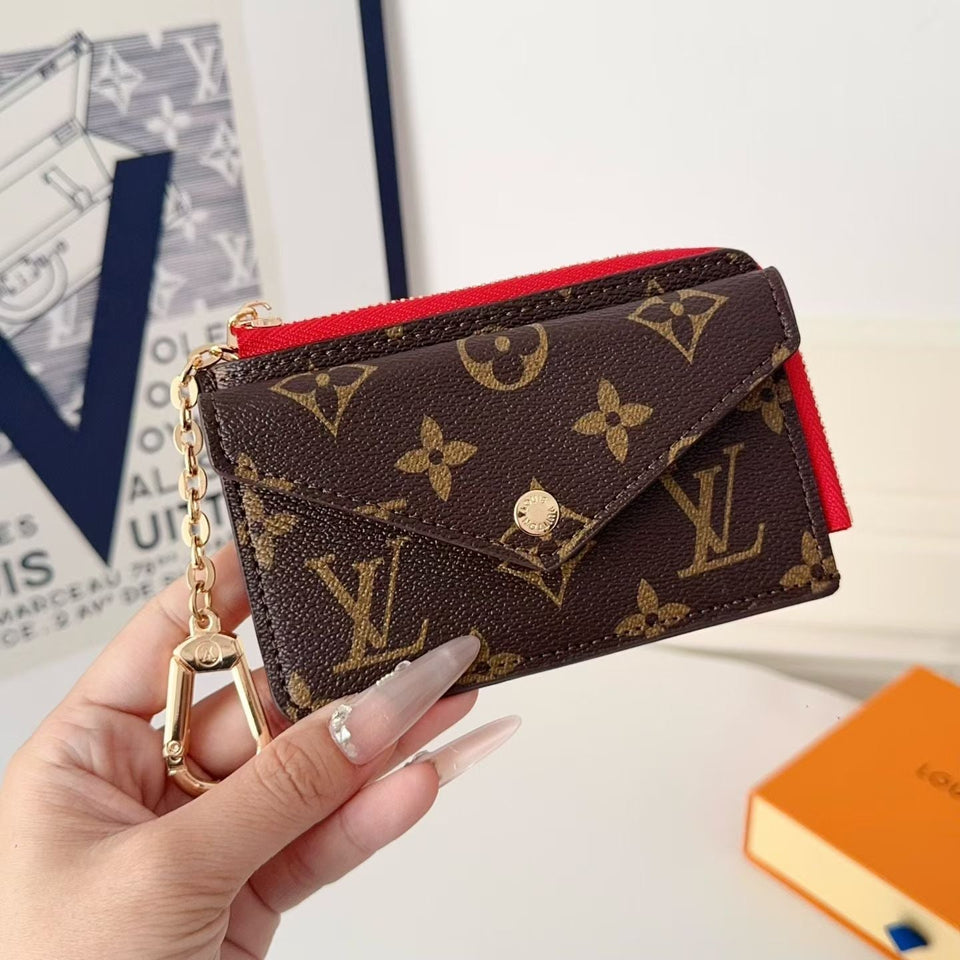 louis vuitton Monogram Wallet Card Holder with Key Clip