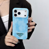 Prada Crocodile-Embossed Phone Case for iPhone 17 with Iconic Metal Triangle Logo