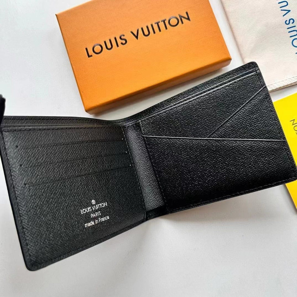 Tunde Store Black Leather LV Wallet With Gray Monogram (Money Clips)