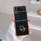 Tunde Store Dior Black and White Leather Z Flip Phone Case