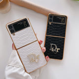 Tunde Store Dior Black and White Leather Z Flip Phone Case