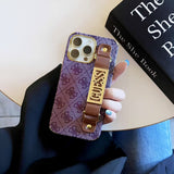 Tunde Store GUESS Monogram Canvas Strap iPhone Case with Gold Logo Plate