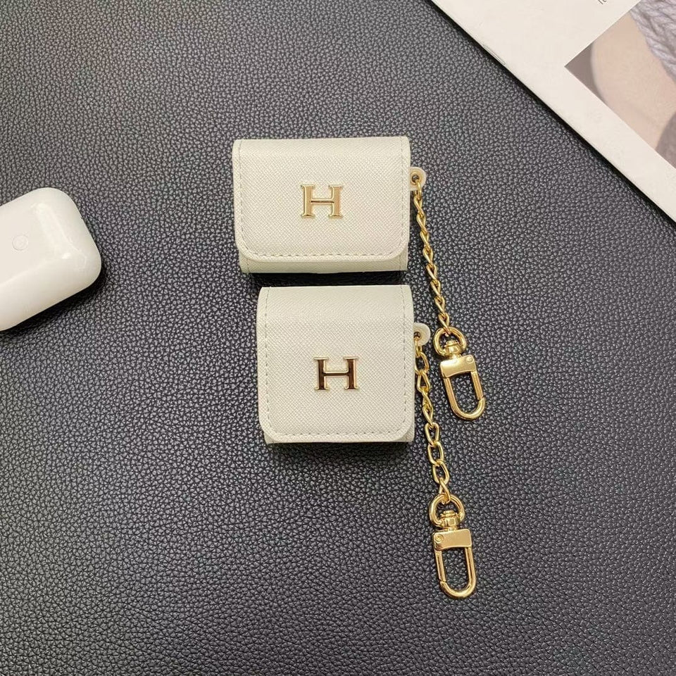 Tunde Store Hermès Inspired Airpod Cover with Gold Chain