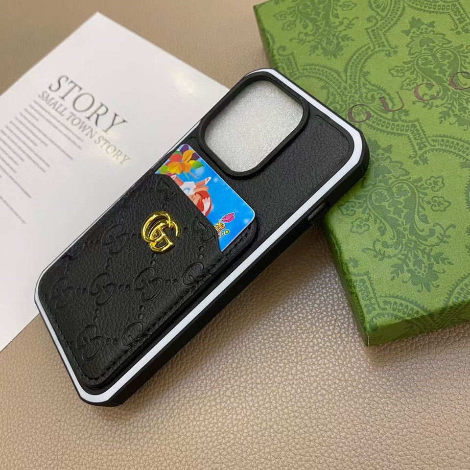 Tunde Store iphone 12 - 16 Pro Max Luxury Emboss Gucci With Cash Card Holder