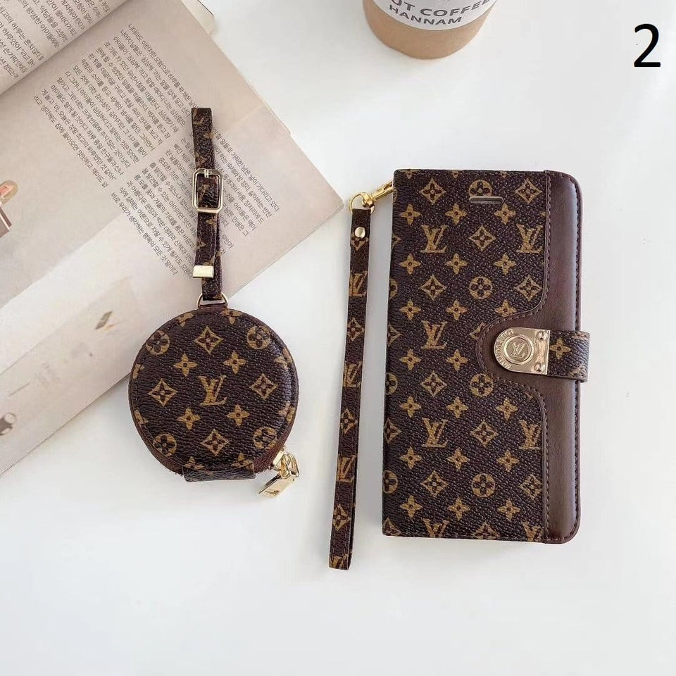 Tunde Store Leather Folio Louis Vuitton And Gucci iPhone Case + FREE AIRPODS PRO CASE