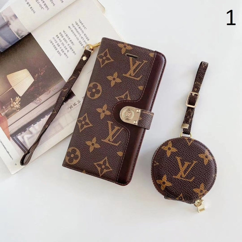 Tunde Store Leather Folio Louis Vuitton And Gucci iPhone Case + FREE AIRPODS PRO CASE