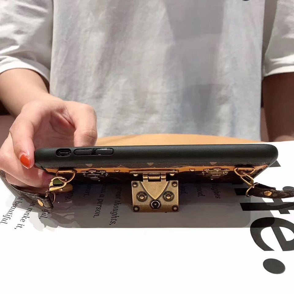 Tunde Store Leather Louis Vuitton iphone Case with straps