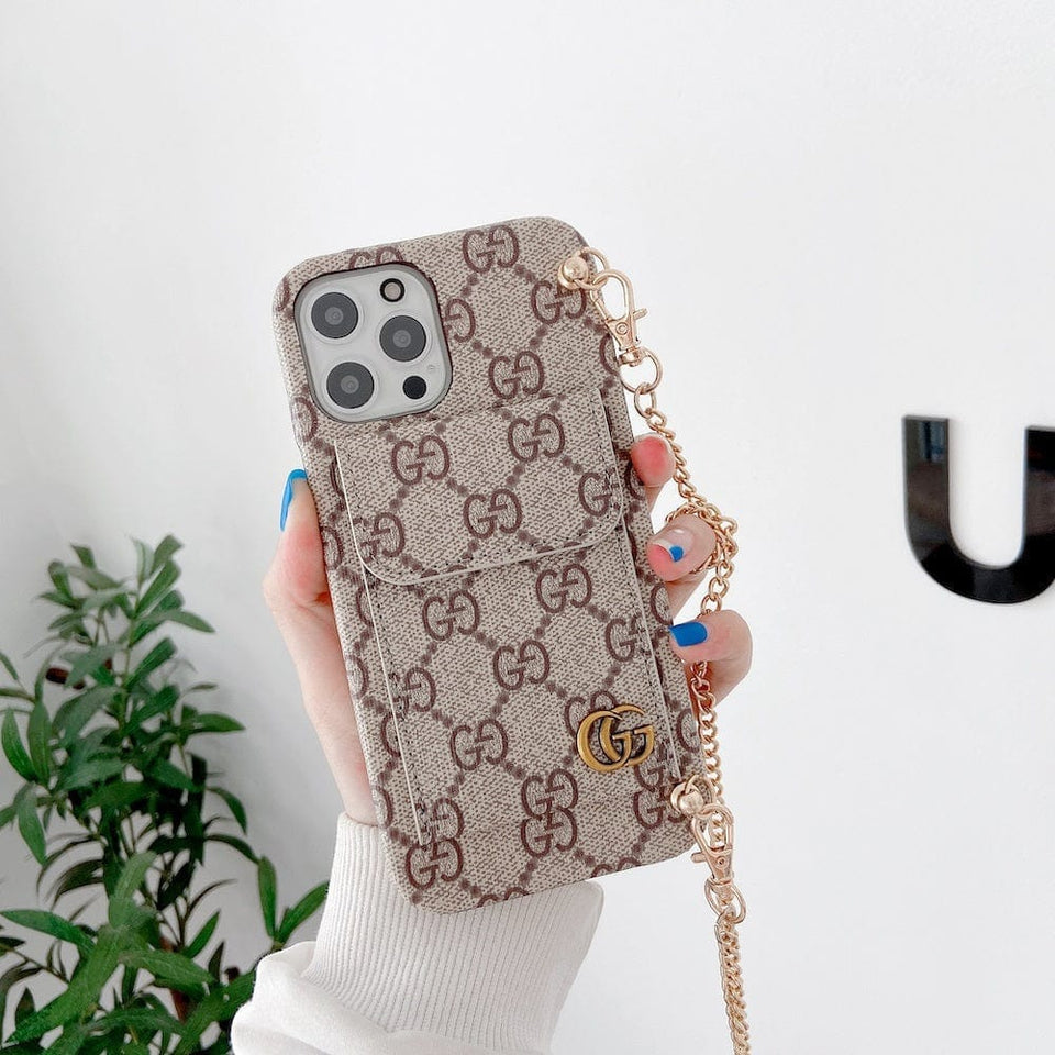 Tunde Store Louis Vuitton And Gucci Back Pocket iPhone 14 Case With Straps