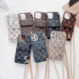 Tunde Store Louis Vuitton And Gucci Back Pocket iPhone 14 Case With Straps