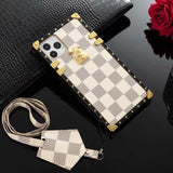 Tunde Store Louis Vuitton Checkered Trunk-Inspired iPhone Cases with Gold Hardware