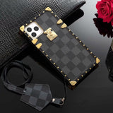 Tunde Store Louis Vuitton Checkered Trunk-Inspired iPhone Cases with Gold Hardware