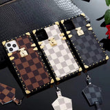 Tunde Store Louis Vuitton Checkered Trunk-Inspired iPhone Cases with Gold Hardware