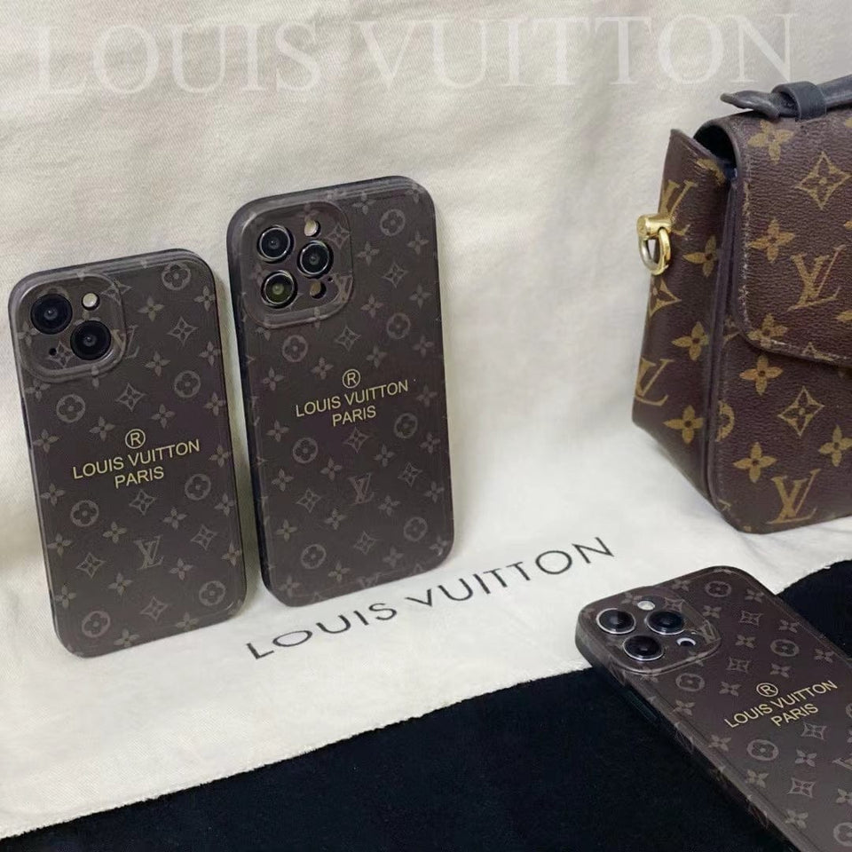 Tunde Store Louis Vuitton Classic Monogram iPhone Cases with Gold Branding