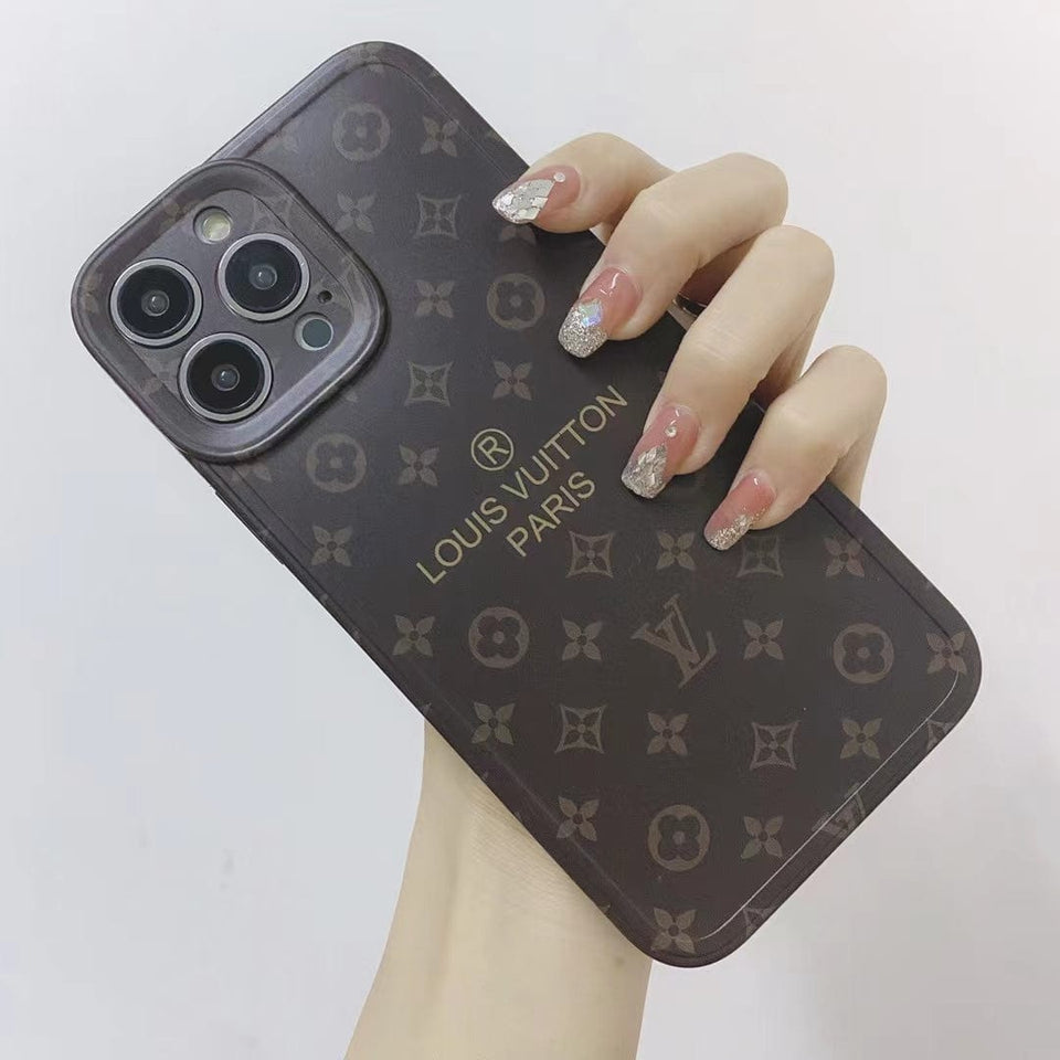 Tunde Store Louis Vuitton Classic Monogram iPhone Cases with Gold Branding