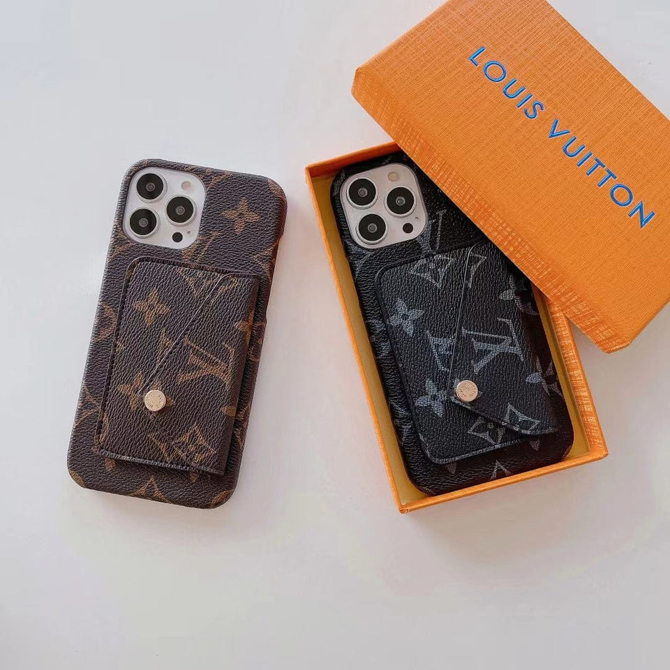 Tunde Store Louis Vuitton Leather Back Pocket Phone Case for iPhone 14