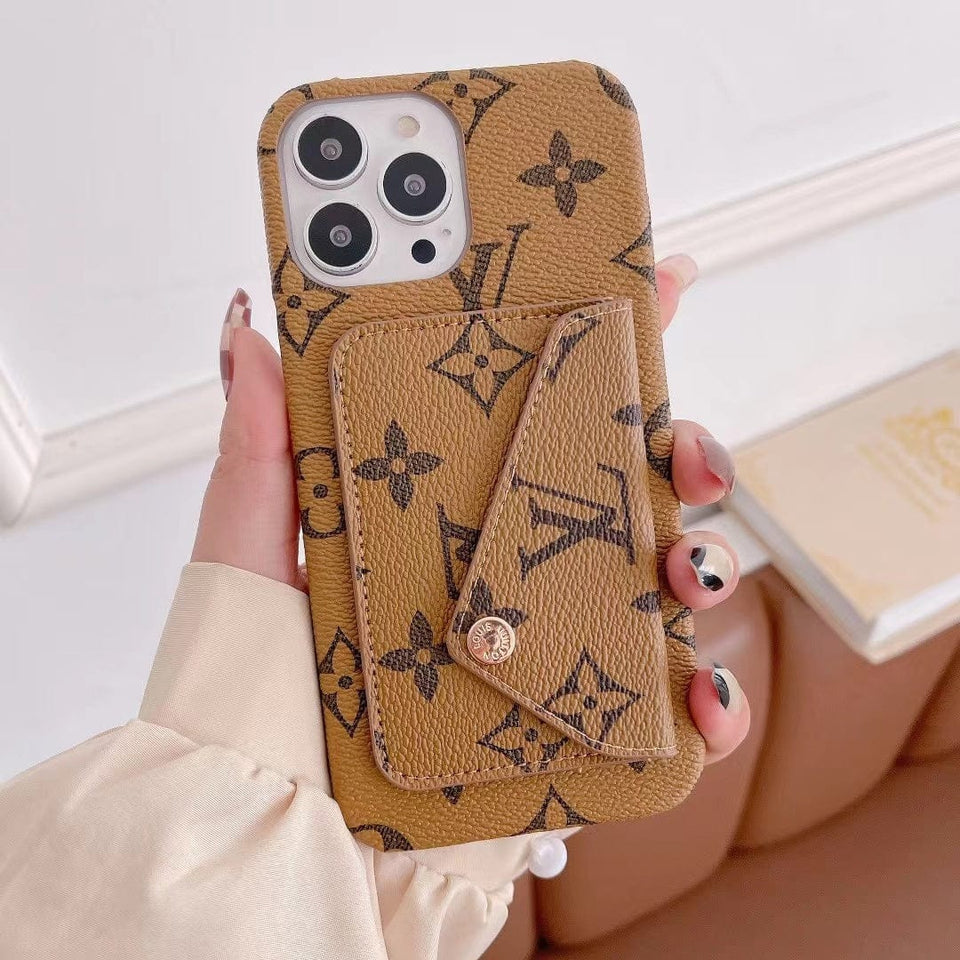 Tunde Store Louis Vuitton Leather Back Pocket Phone Case for iPhone 14