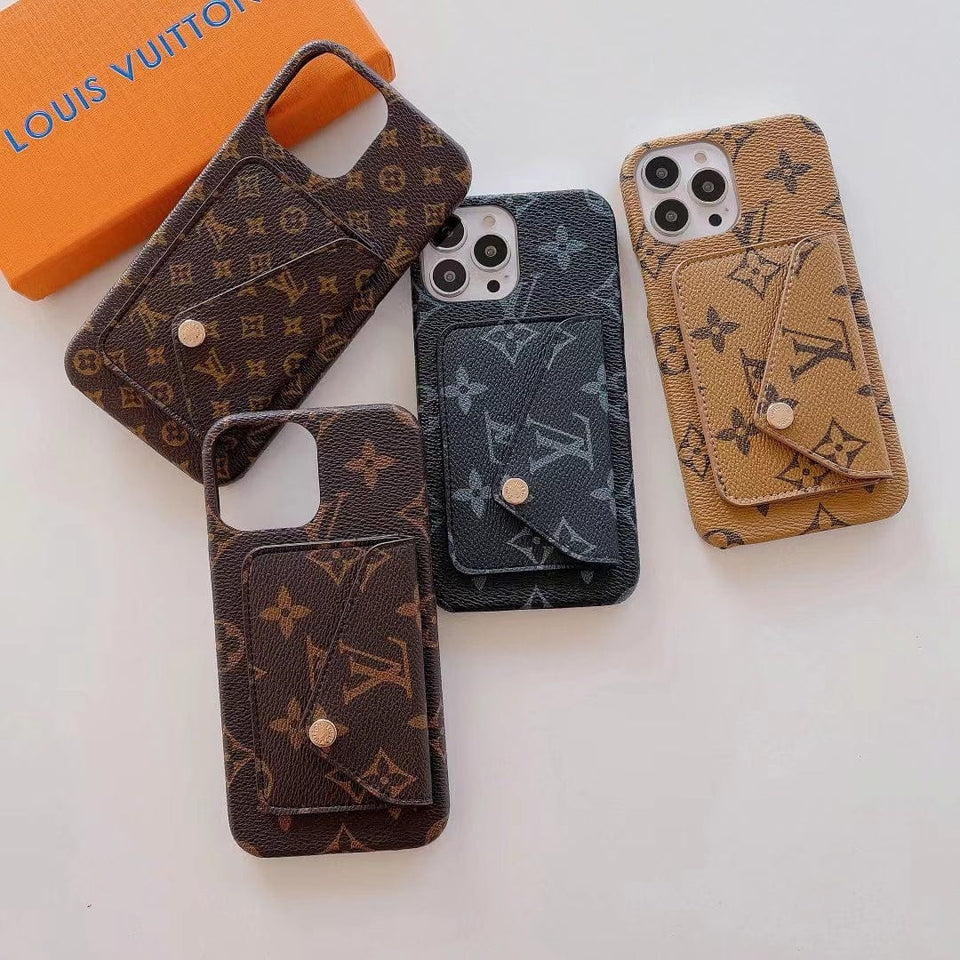 Tunde Store Louis Vuitton Leather Back Pocket Phone Case for iPhone 14