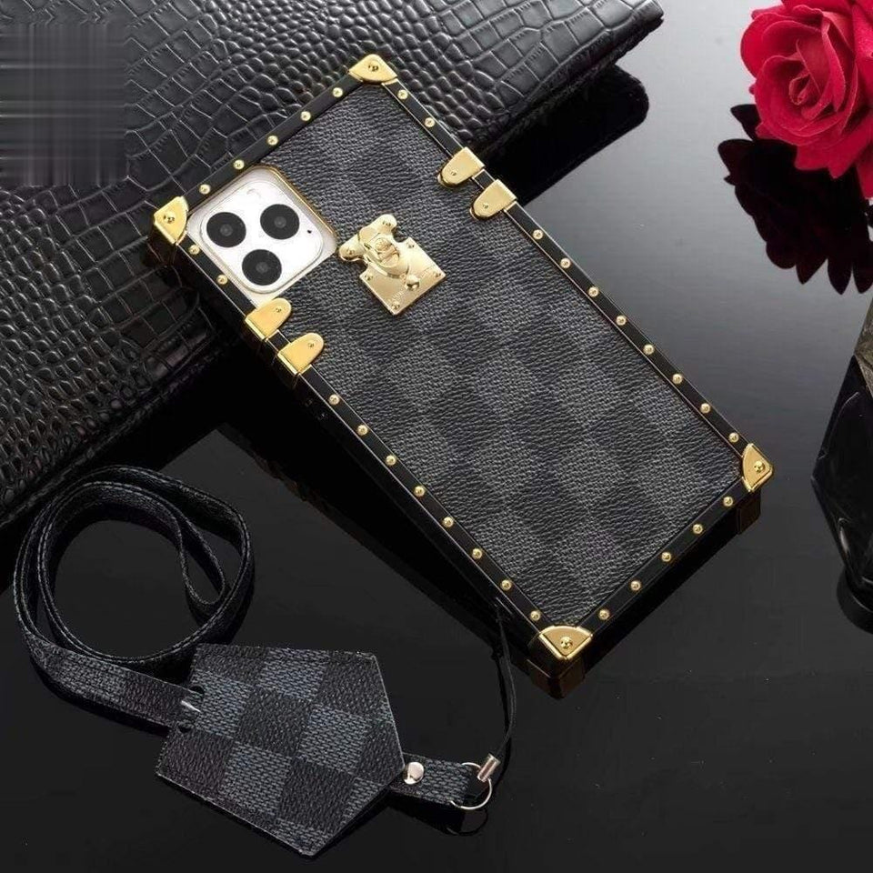 Tunde Store Louis Vuitton Trunk-Style Monogram iPhone 15 Cases with Gold Hardware