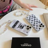 Tunde Store Luxury Monochrome iPhone Case Set – Louis Vuitton & Chanel Inspired with Beaded Strap