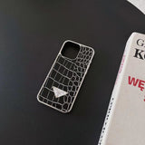 Tunde Store Prada Croc-Embossed Designer Phone Case for iPhone 11 to 16