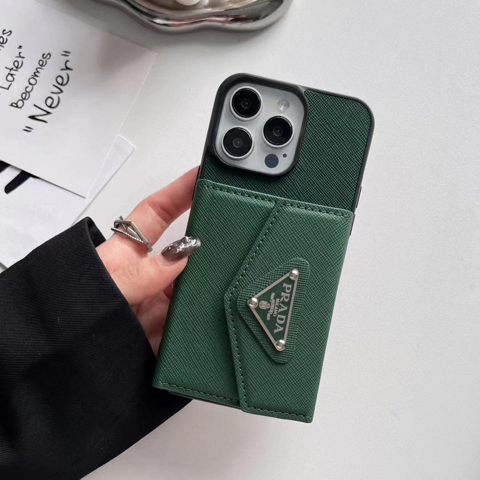 Tunde Store Prada-Inspired Designer iPhone Case with Card Holder – Available for iPhone 13 to iPhone 16