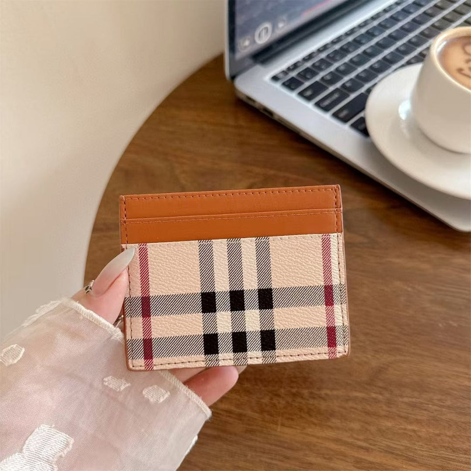 Tunde Store Vintage Check Pattern Slim Burberry Cardholder Wallet