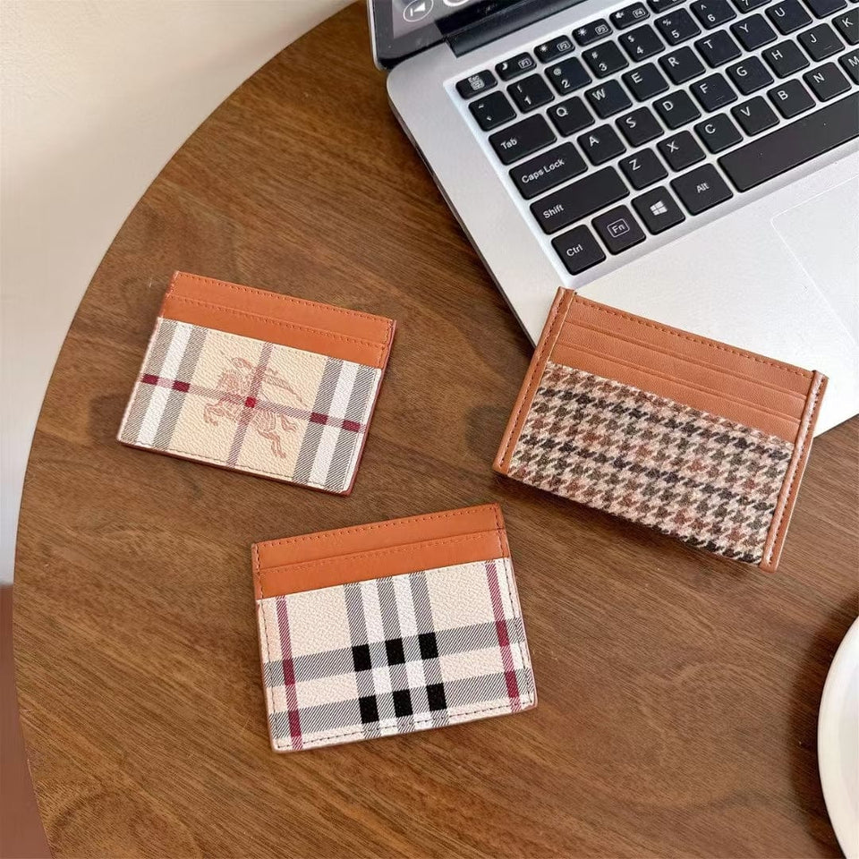 Tunde Store Vintage Check Pattern Slim Burberry Cardholder Wallet